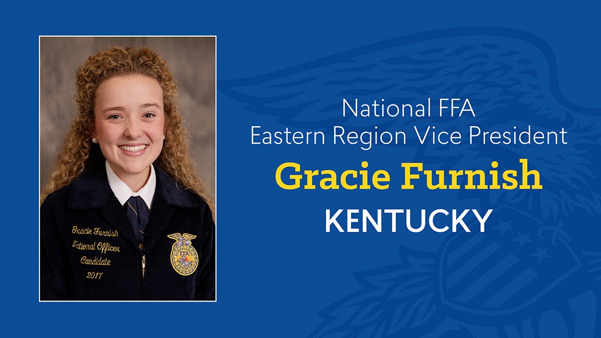 NationalFFA's tweet photo. 2017-18 National FFA Eastern Region Vice President: Gracie Furnish, @KentuckyFFA #ICanWeWillFFA https://t.co/7gY5LsRBYE