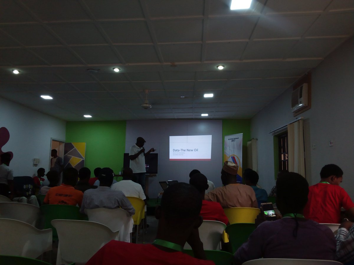 itssadon's tweet photo. You need to have the mindset of an oil explorer but not exploring oil - Ibrahim Maigari or Sponge Analytics) #DevFest17 #DevFestNE17 https://t.co/Vysx6v5VGs