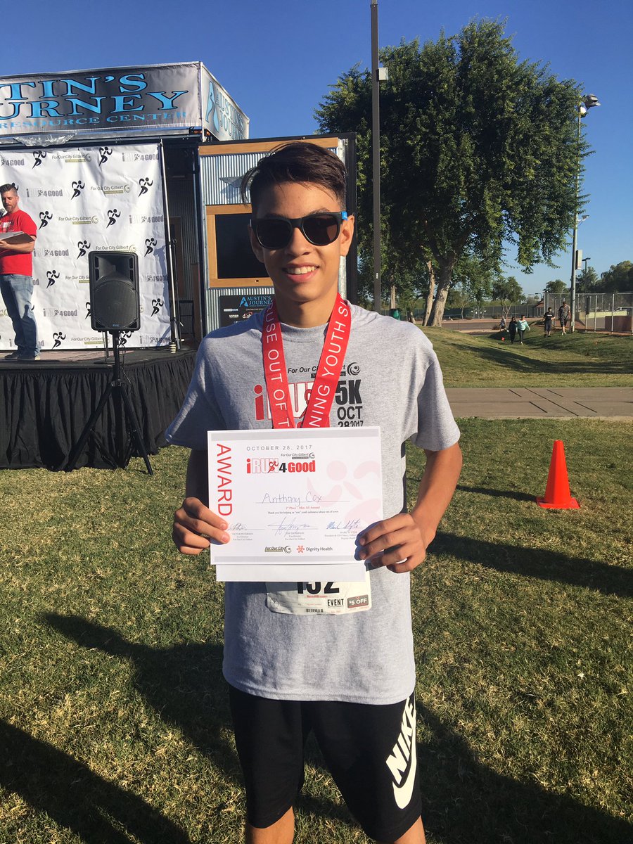 DrKristaCox's tweet photo. @AnthonyCoxy10 just won the entire city of Gilbert #iRUN4Good 5k. Way to represent #CVHS @CVHSYotes @RunCampo https://t.co/BeDNxzfUlX
