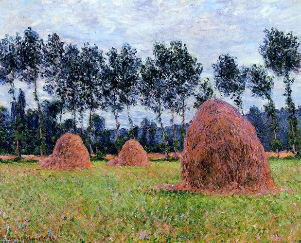 artistmonet's tweet photo. Haystacks, Overcast Day #monet #impressionism https://t.co/PlQ8psqlgS
