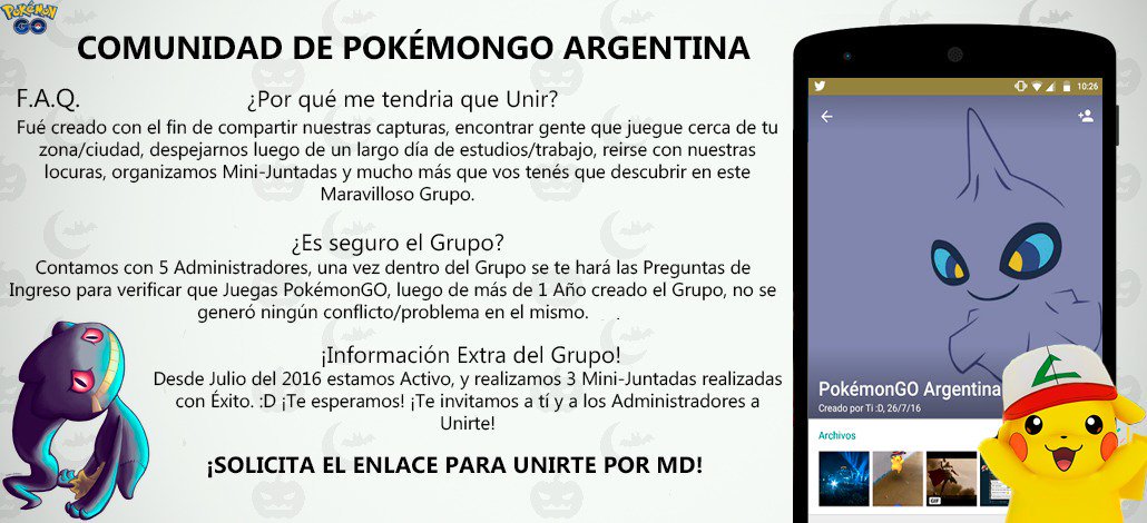 Razor9Rami's tweet photo. ¿Sabias que tenemos un Grupo de WhatsApp de PokémonGO Argentina? 🐯💭 ¡Más que una comunidad, somos una Familia! 😜🎉 Más info. en la Foto. https://t.co/5XUPOj59O2