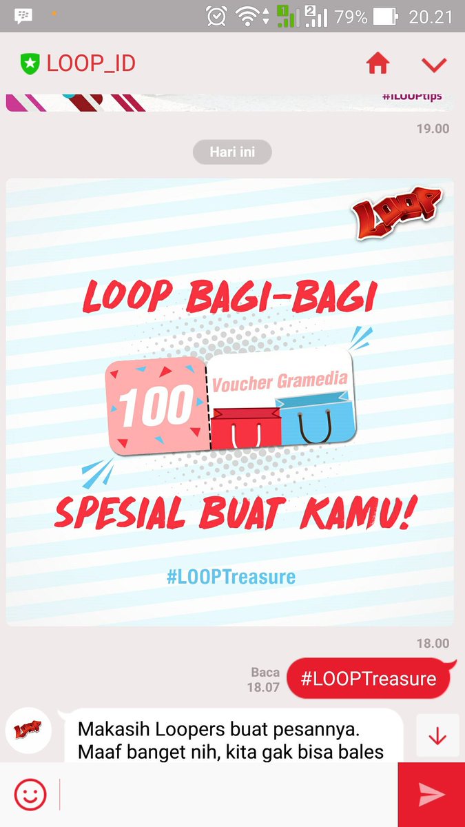 Promo dr <a href="/LOOP_ID/">LOOP ID</a> minta penjelasan soal voucher gramedia tp tdk ada tanggapan sma skali.dichat di loop.id jg ngak ada yg bls gmn <a href="/Telkomsel/">Telkomsel</a>