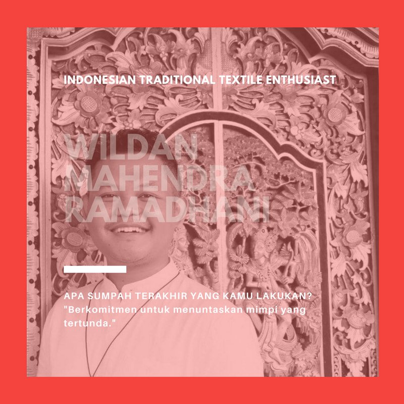 #PEMUDAZAMANNOW yg jd #PEMIMPINZAMANTOMORROW

Wildan Mahendra Ramadhani - Indonesian Traditional Textile Enthusiast
facebook.com/photo.php?fbid…