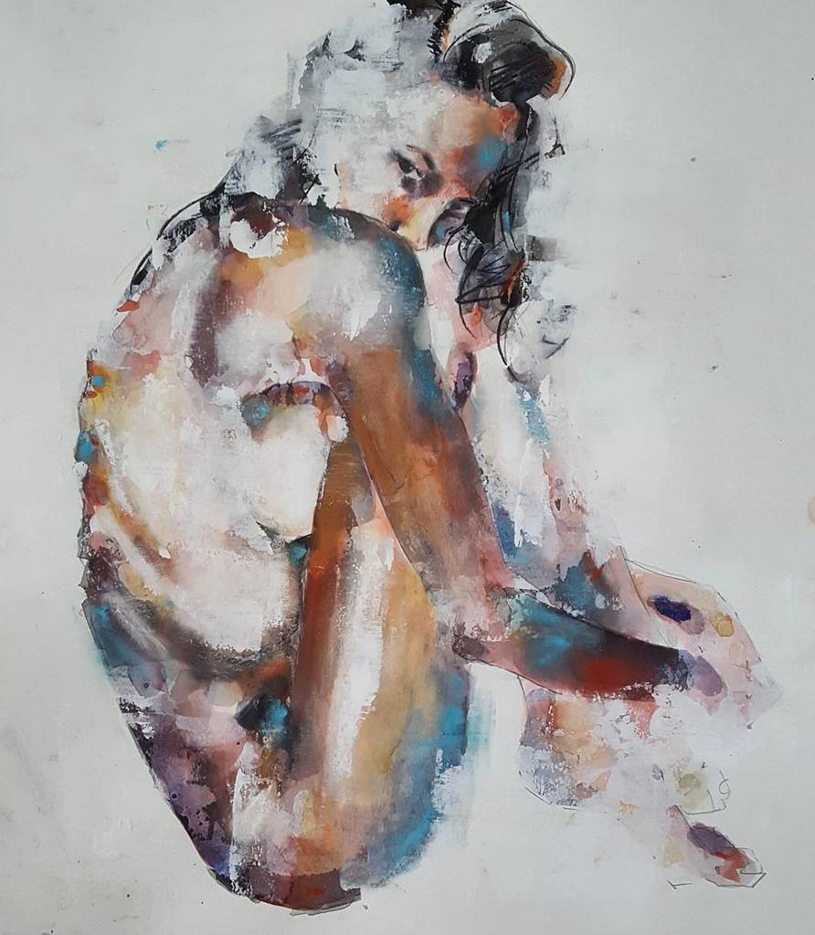 Crouching female figure study in water colour on paper. #fineart #drawings #illustration #fashion #contemporaryart… ift.tt/2zWYbuL