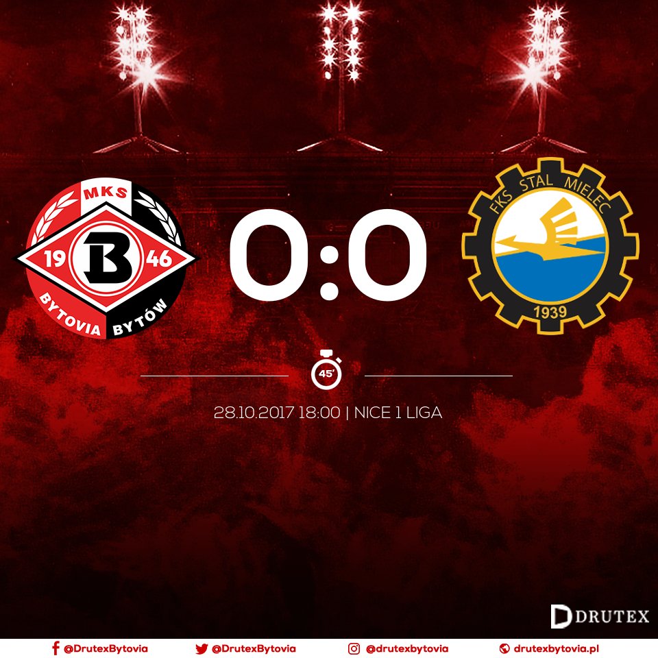 mksbytovia's tweet photo. Wyrównana pierwsza część spotkania, ale na razie bezbramkowy remis.
_____
⏱️ 45' | #DRUSTM 0:0 | @_1liga_ https://t.co/KlaIbf58NA