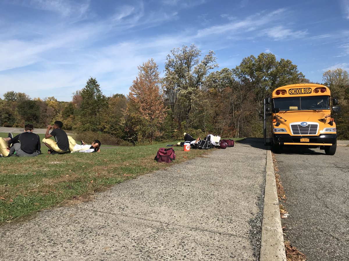 JV Football players enjoying some rays while we wait for another bus to save us!! #BadLuck #GoodVibes ⚓️