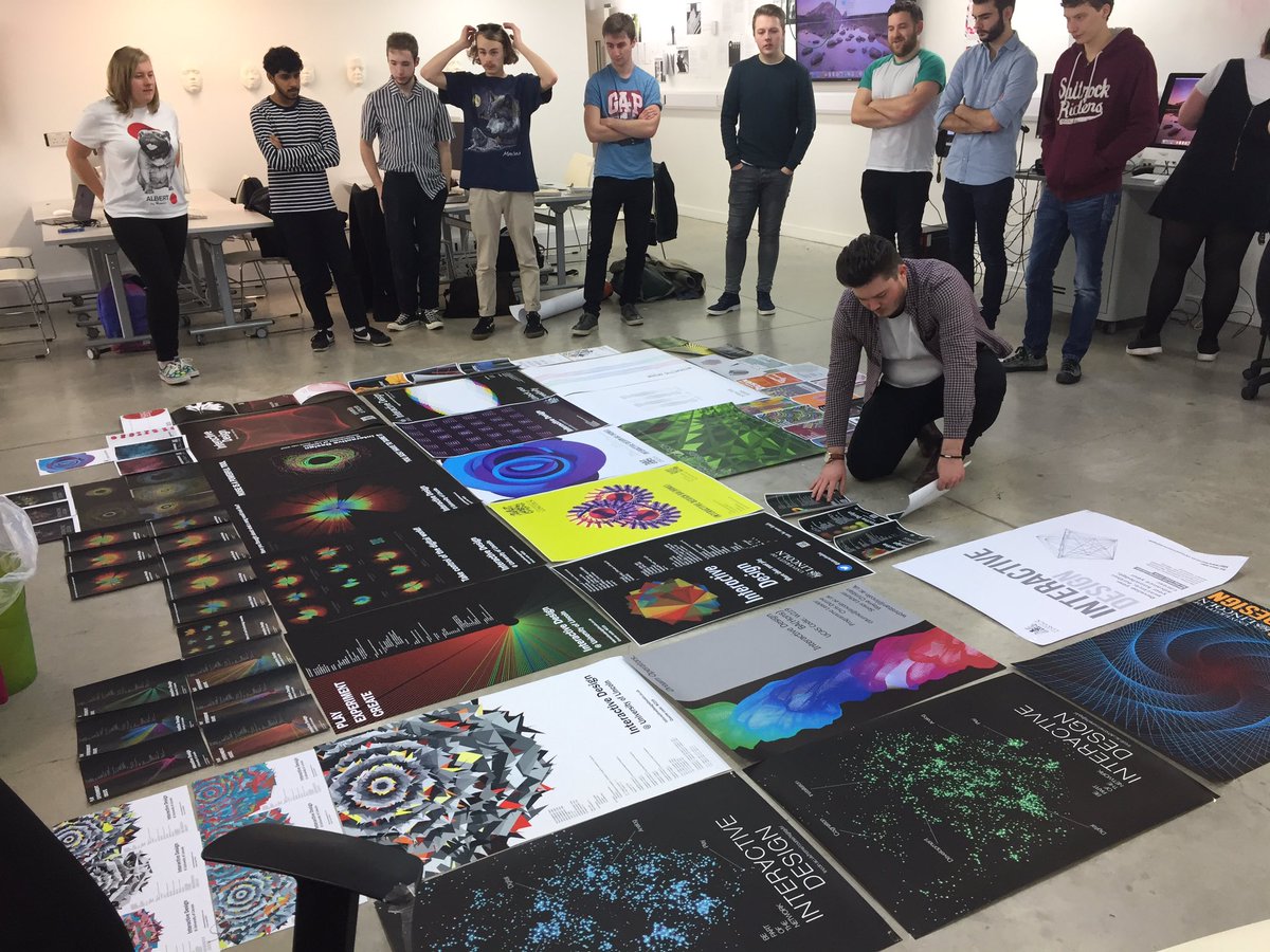 @mikebrondbjerg inspired <a href="/ProcessingOrg/">Processing</a> generated posters crit day. Animations will be up soon.