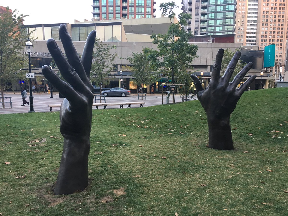 culture_to's tweet photo. "Jacob's Ladder" by Luis Jacob beautifully installed in Berczy Park, important finishing touches still to come https://t.co/OHDEB7DlVO