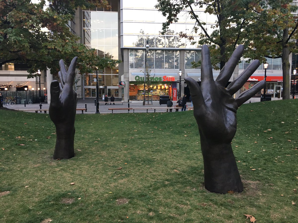 culture_to's tweet photo. "Jacob's Ladder" by Luis Jacob beautifully installed in Berczy Park, important finishing touches still to come https://t.co/OHDEB7DlVO