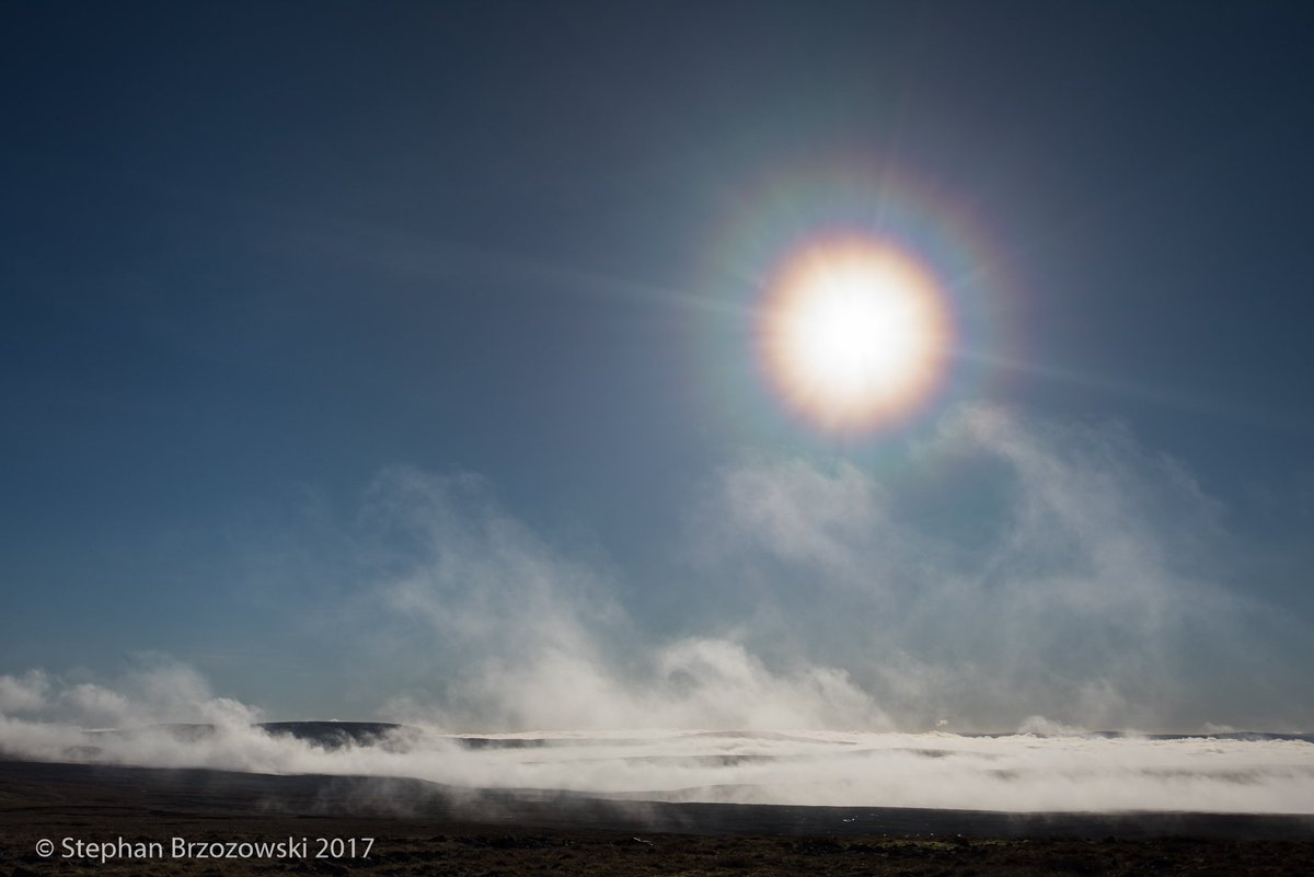 Rainbow halo around sun as cloud swept over Mickle Fell in #NorthPennines from yesterday's #inversion in #EdenValley #Cumbria #StormHour