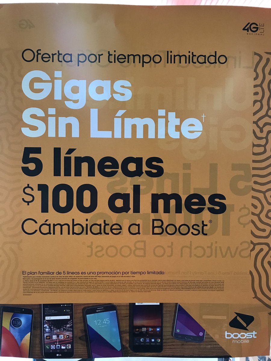 BoostMobile_CW's tweet photo. Tambien Nuestra Promocion de 5 Lineas Por Solo $100 Al Mes!Ilimitado Talk, Texto, y Data! Tambien Incluye 8 Gigs De Hotspot!5122 S Conway Rd https://t.co/jwKnsClBKW