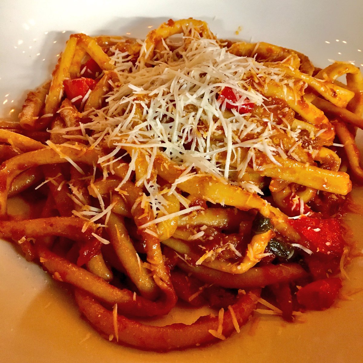 Excellent house made bucatini noodles and delicious sauce! <a href="/cimaenoteca/">CIMA Enoteca</a> #HamOnt #LockeStreet