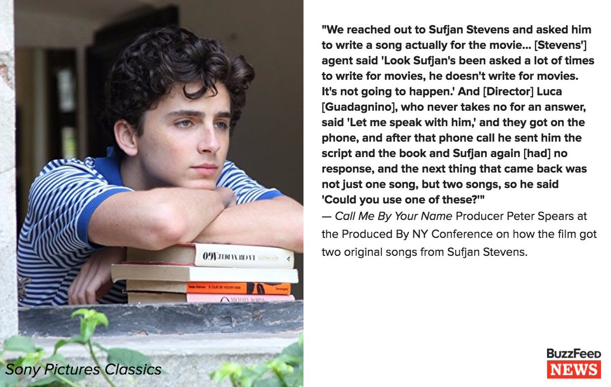 BuzzFeedEnt's tweet photo. The inside story of how Sufjan Stevens came to write songs for "Call Me By Your Name" https://t.co/fsVdMhdTW1
