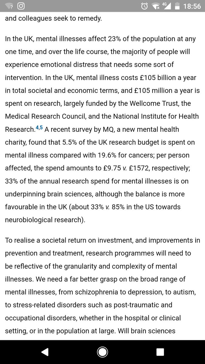 SimpleNeurosci's tweet photo. @SchrebersSister @Shrink_at_Large @MQmentalhealth Perhaps we are misunderstanding each other. Of course there is a debate to be had about where research funding should go. But there is no debate that mental health research in of itself is underfunded. It is. The paper you just referenced even says that https://t.co/SwMaFb6AzT