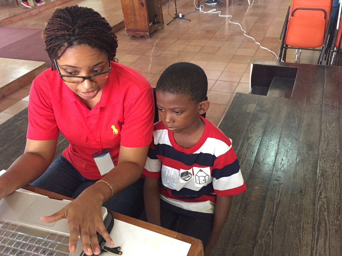 stacwil's tweet photo. Little Adam doing his blog post with our #OctoberXFest volunteer Naomi at the #Mini-MakersVillage https://t.co/wZ1tNAlu1W