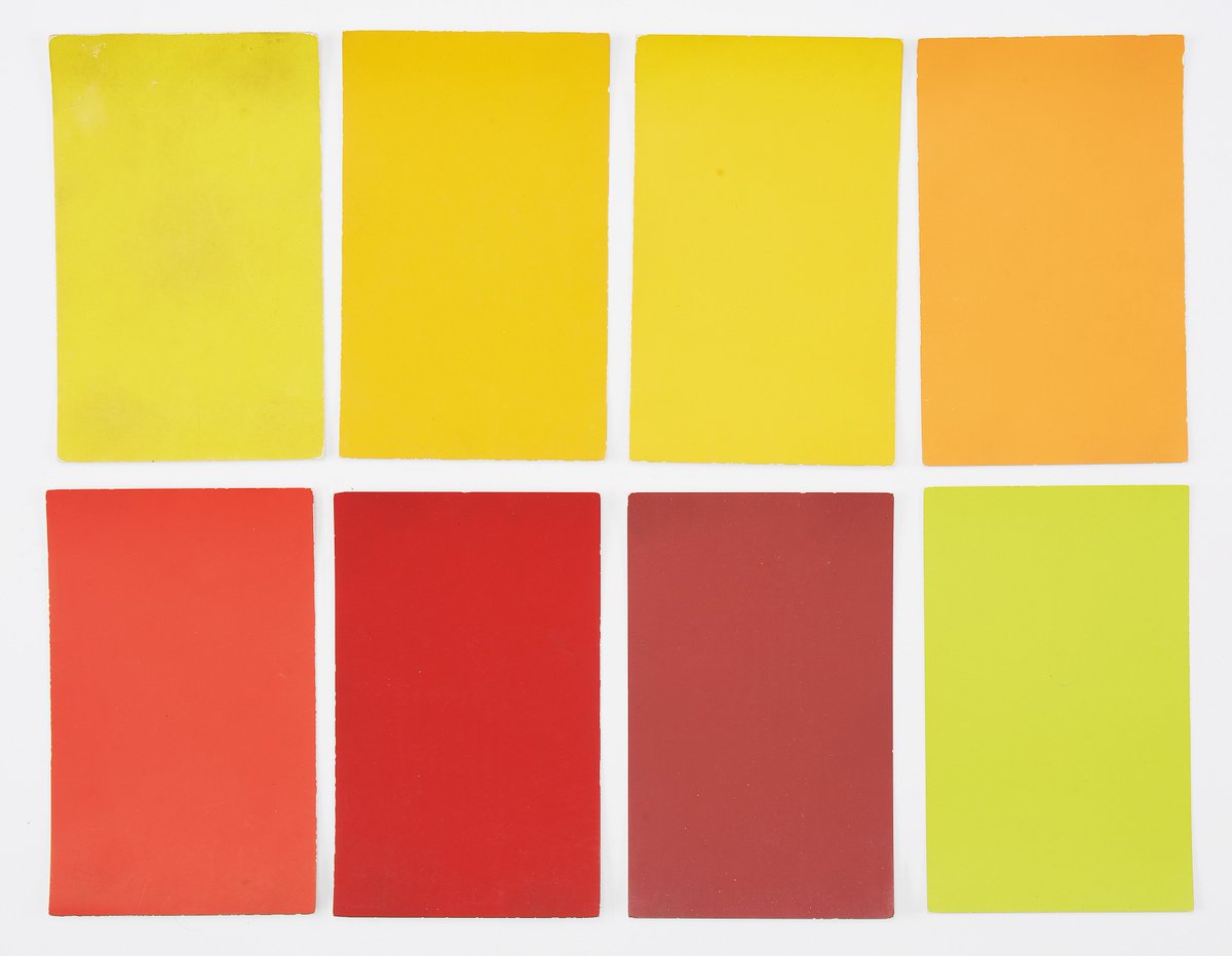 Colours 0-001 to 0-008 from the 1955 British Standard paint range. The whole range is illustrated and described in The Anatomy of Colour.