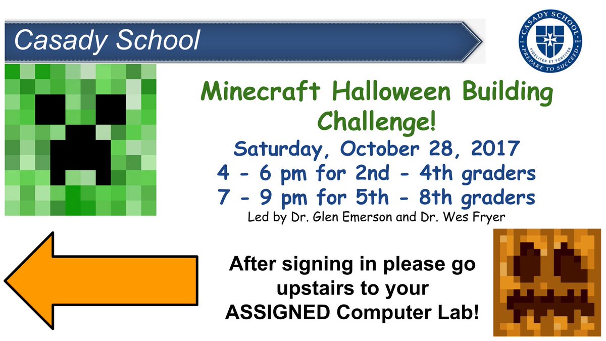 STEMbyWes's tweet photo. Almost time for our @casadyschoolOKC Halloween #Minecraft Building Challenge with @emerson_glen @wfryer @BiggestMeow @carmenclay &amp; others! https://t.co/Vd7lr3umUz