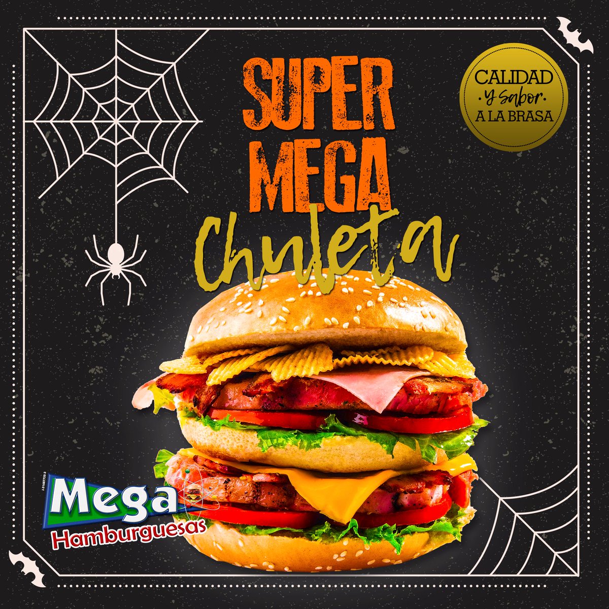 #Sábado preparados para el #HALLOWEEN ven a #MegaHamburguesas y pide tu #SUPERMEGADECHULETA sin temor a Dios y muere de la felicidad 🍔🍔💀😀