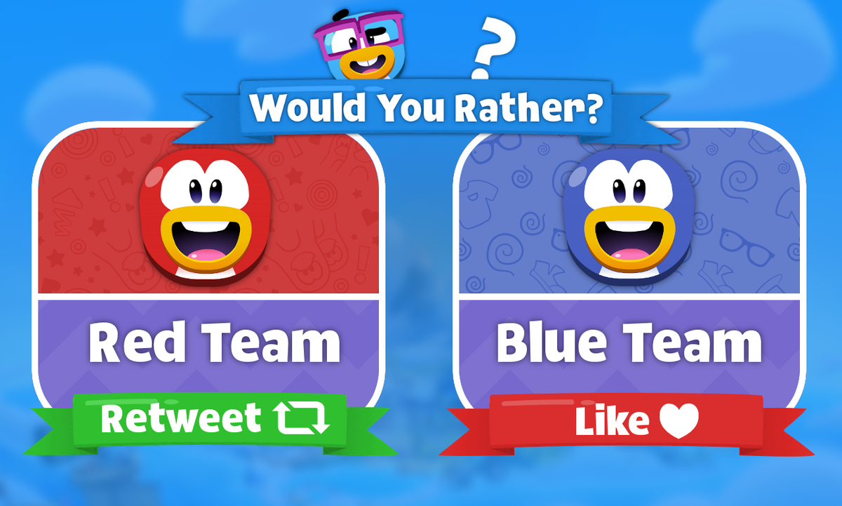 WYRCPI's tweet photo. Would You Rather? #8

Retweet for Red Team

Like for Blue Team https://t.co/8nMqJBGvzU