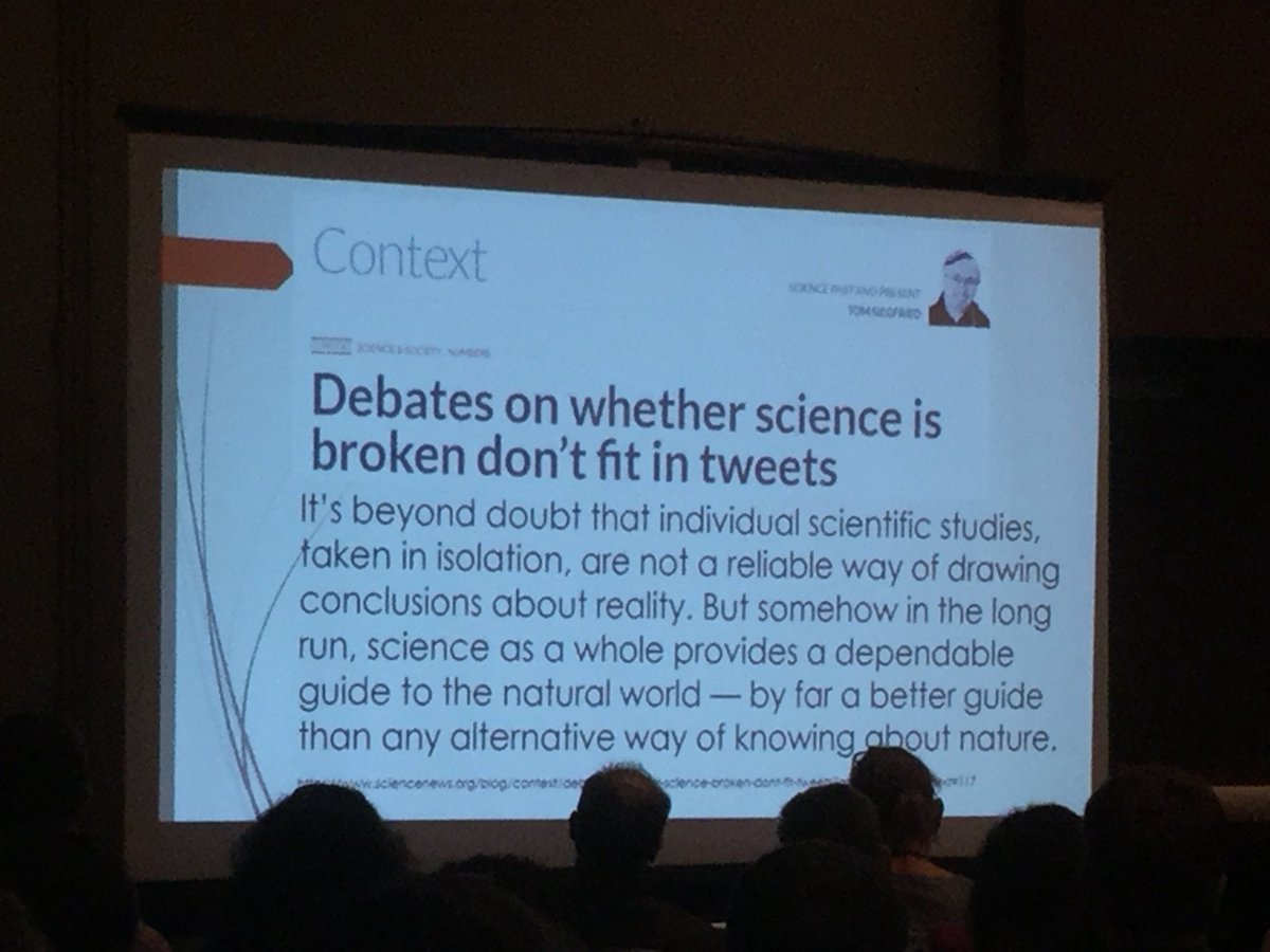 lucatbarone's tweet photo. After debunking wrong studies & wrong use of statistics,a positive message on science in the end 😀 @tom_siegfried #WCSJ2017 #StatsJournalism https://t.co/z4desfX51T