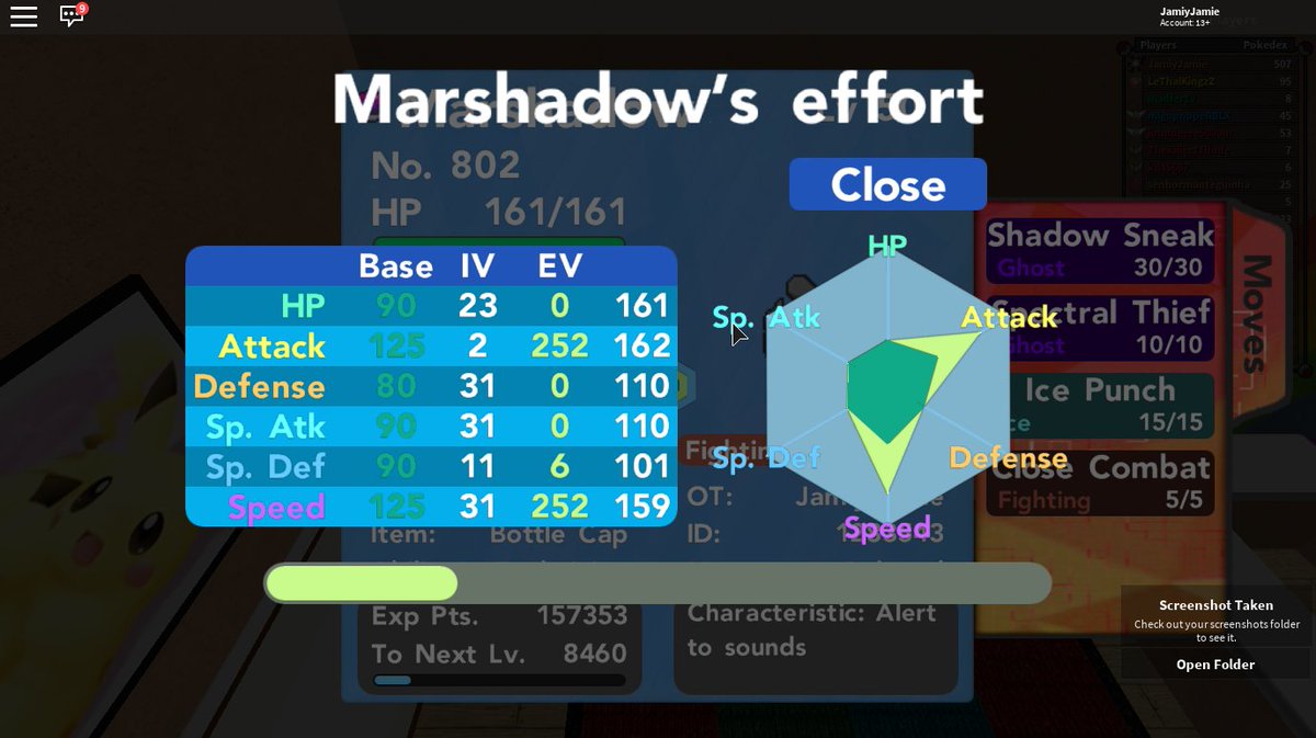 JamiyJamie's tweet image. Giving away this shiny Marshadow, fully ev trained &amp;amp; holding a bottle cap.
To enter RT this tweet.
Winner will be announced in 7 days.