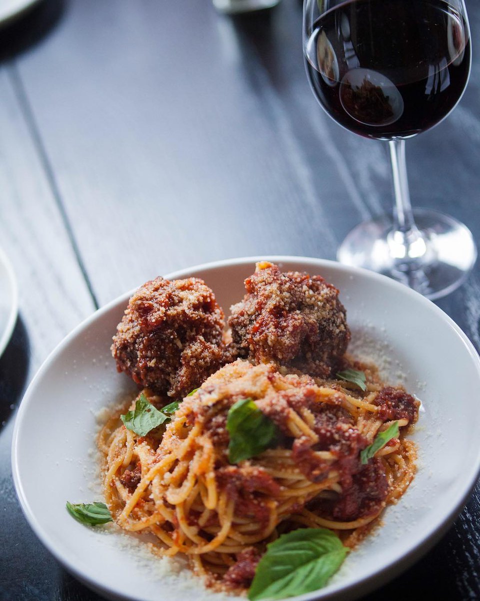Weekends are for carbs. And meatballs don't hurt either. 😉🍝🍷 | #PortlandMaine #RomaPortland #AmericanItalian #AndersRules #GuyRules