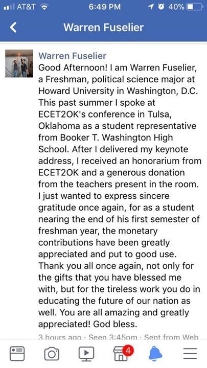 ECET2OK's tweet photo. I am so proud of this young man!! Can’t wait to hear more about his journey!! 
❤️ 
Misty https://t.co/07R3nVrd2U