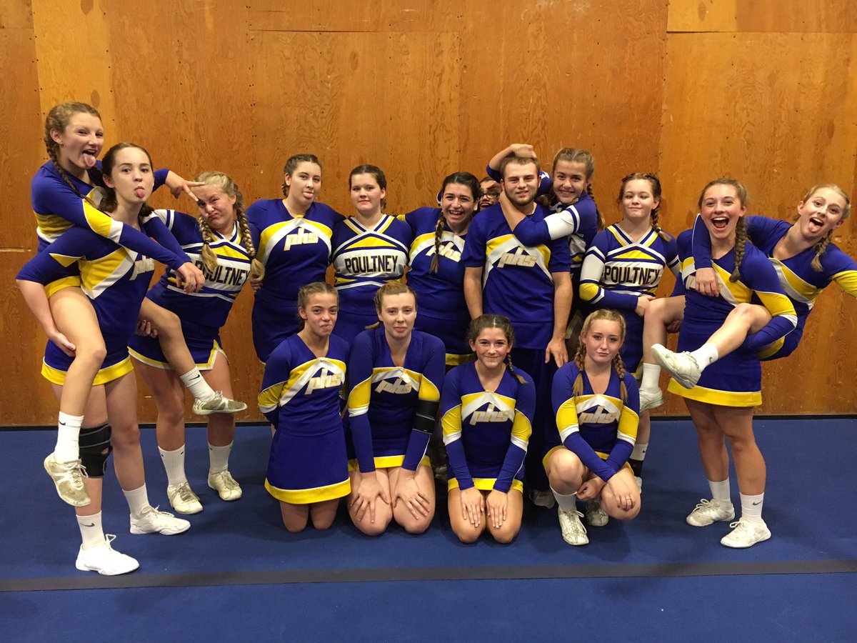 PoultneyCheer's tweet photo. These girls and boy kicked some serious butt today!  Second place in the competition and we were voted most spirited team! 😁 #gamedaystrong https://t.co/LozfNT5w2e