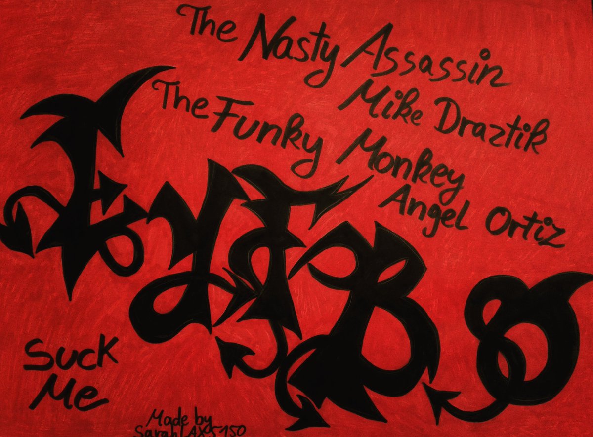 SarahLAX5150's tweet photo. New Artwork๐ช๐โค #EYFBO #TheFunkyMonkey #AngelOrtiz #TheNastyAssassin #MikeDraztik #LAX5150 #LAXFamilia #Ortiz #Santana #TheBest #Sarahlax5150 https://t.co/gP4hqOm7kA