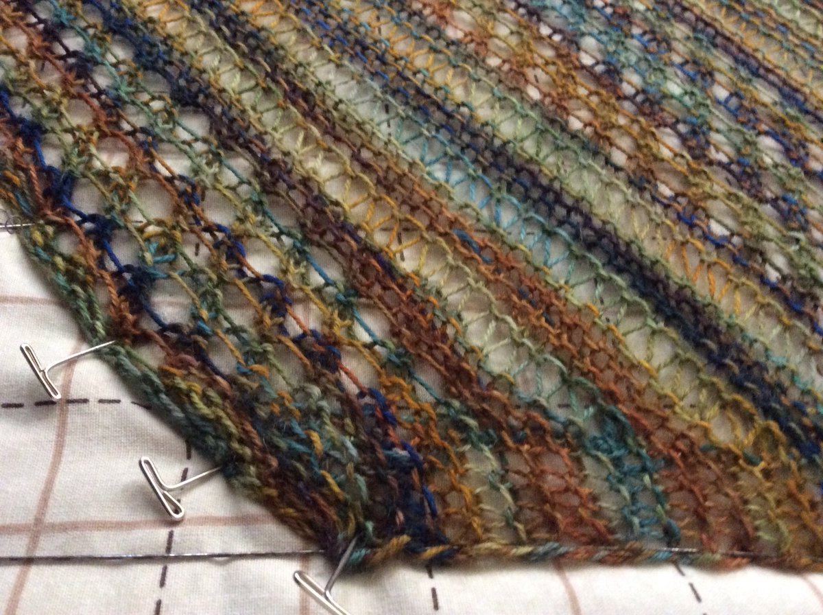 ilga_leja's tweet photo. Blocking day! #handmaidenfineyarn #casbahyarn #laceknitting #blockingknitting #ilgalejadesigning https://t.co/jY8eNXtWMV
