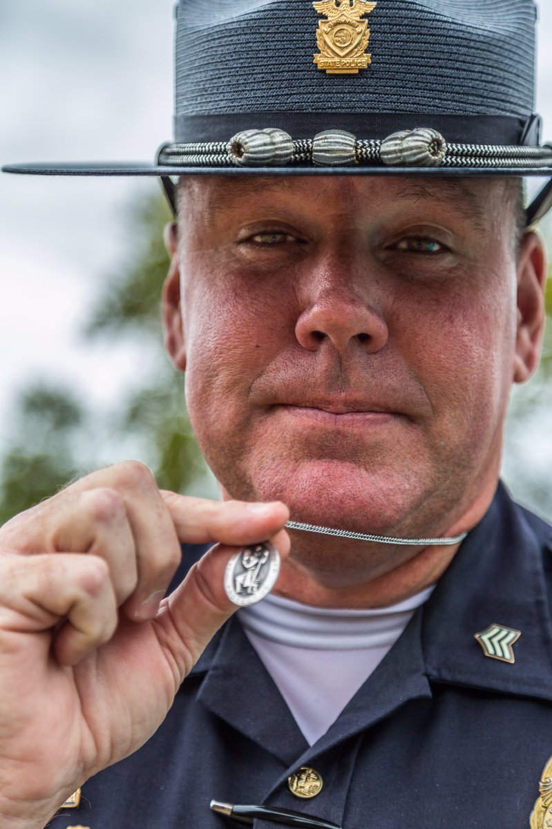 protectingblue's tweet photo. Trooper with Indiana State Police and his good luck Saint Christopher pendant! #protectingtheblue #indianatrooper https://t.co/JrZZ6jBmTt