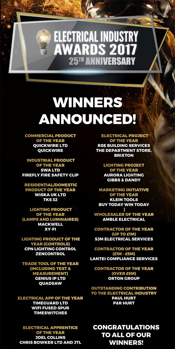 Winners! 🏆 #electricalindustryawards #awards25 #winners #contractoroftheyear