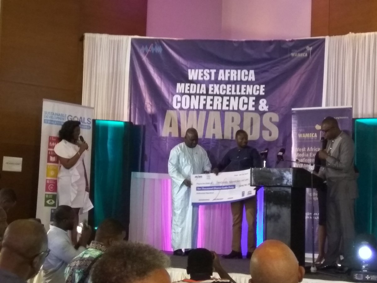 UNDPGhana's tweet photo. Congrats to Michael Sarpong of StarrFm for winning the overall award for the 2017 #SDGs media awards supported by @UNDPGhana . #WAMECA2017 https://t.co/eU1C2HLZlc