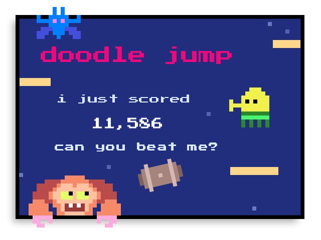 rjsorenson's tweet photo. I just scored 11,586 on doodle jump!
for ios: https://t.co/5ZDtuxVuzL
for android: https://t.co/vimqkzzBX6 https://t.co/if1MpRttRC