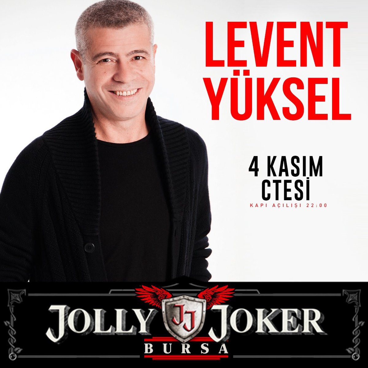 4 Kasım Cumartesi <a href="/levent_yuksel/">Levent Yüksel F.C</a> @JollyJokerBursa sahnesinde.Kapı açılışı: 22:00 Bilgi için: +90 549 556 78 78 &amp; +90 549 556 78 79