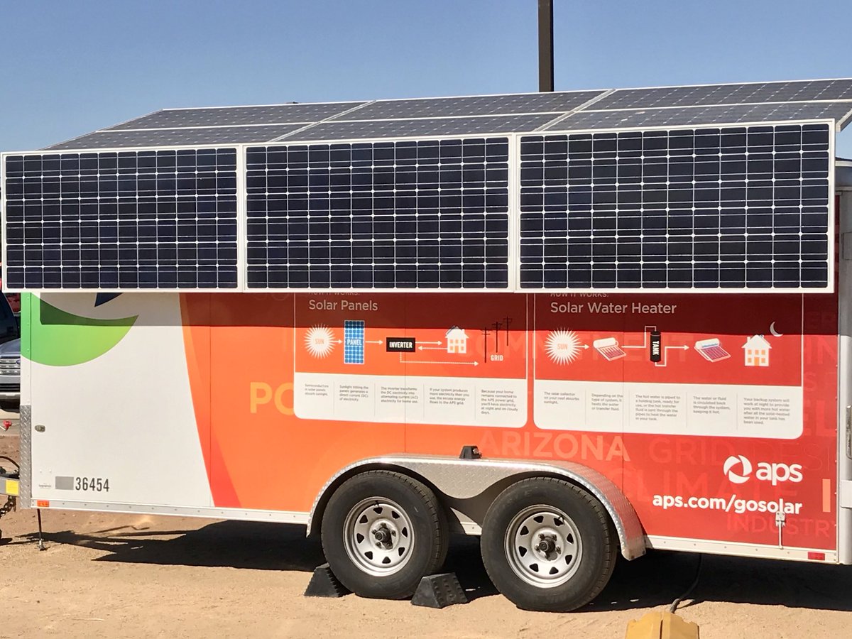 BrigetteDP's tweet photo. Thank You to @apsFYI for supplying power to the #GilbertAZ Off The Street Art & Music Festival in the #HeritageDistrict #solartrailer https://t.co/GTy8l61S1j