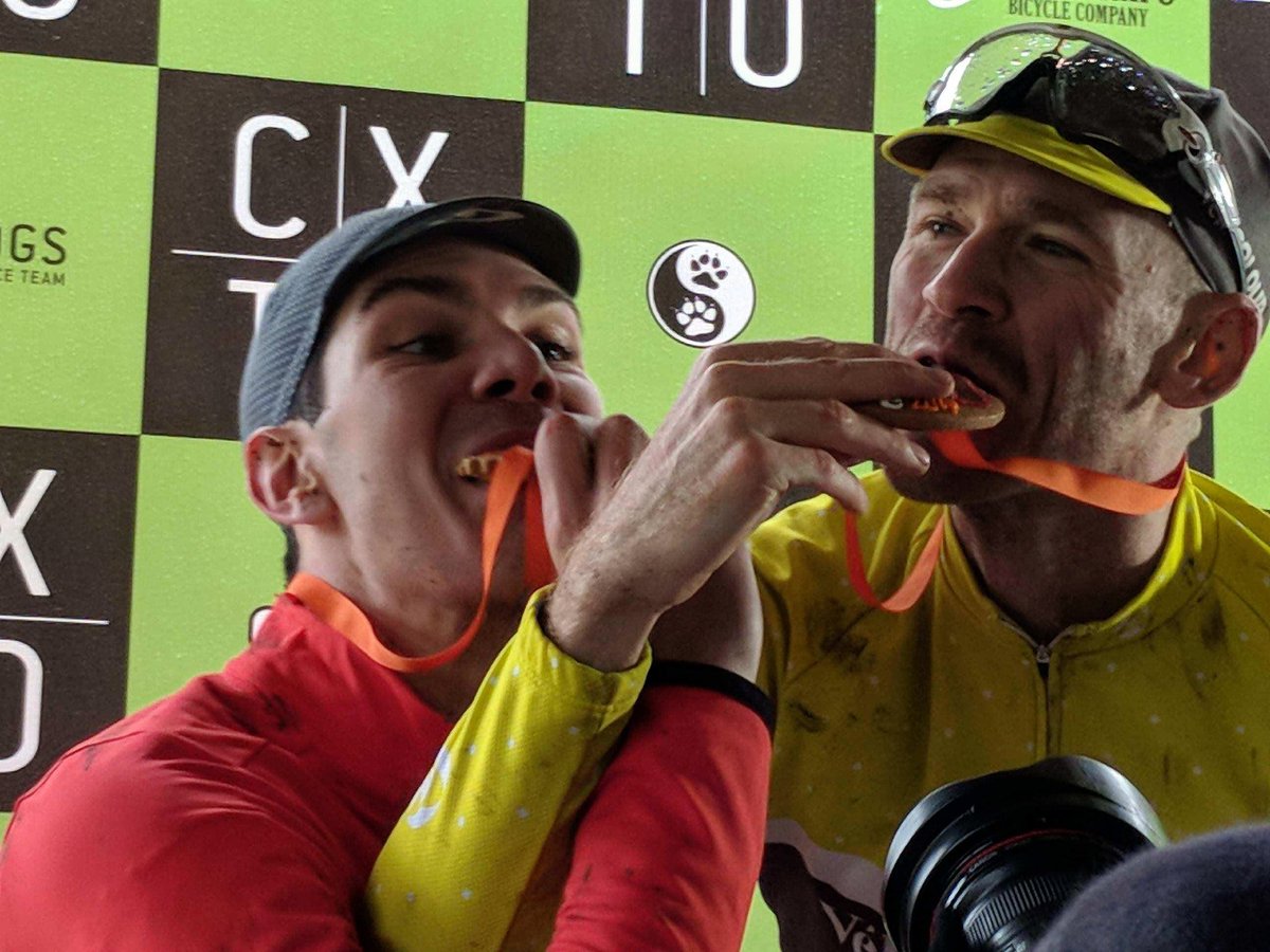 speedriverbike's tweet photo. @fedojam &amp; @erikbox sharing a moment on the #cookiecross podium. 
Pictures like this are gold Jerry, gold.

#cross #bikeracing #podium https://t.co/1DvUmnuhO6