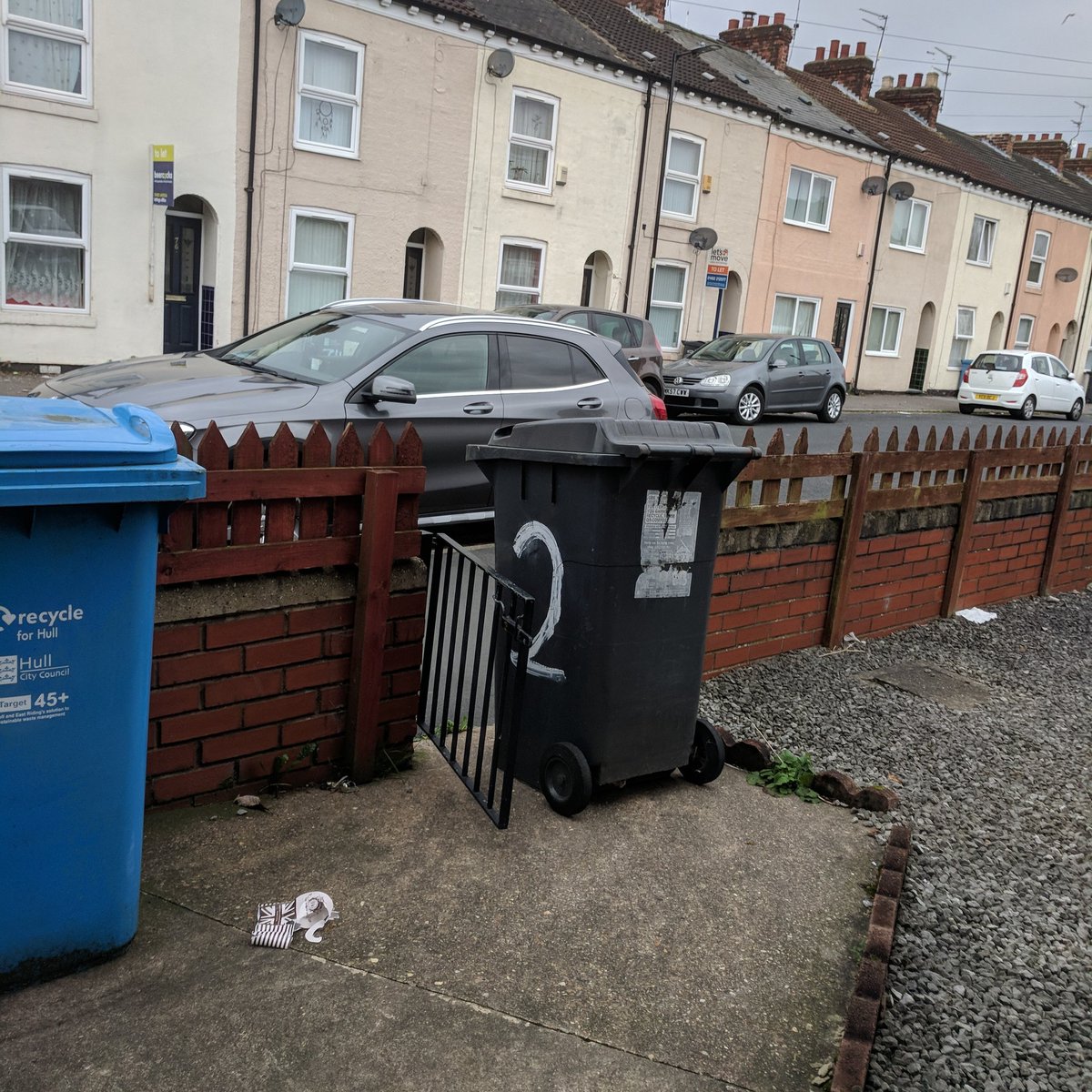 Bezzagb10's tweet photo. This is how the dustbin men leave my bin. It's meant to be put back where it came from. #Cityofculture https://t.co/J4dMnrUIvn