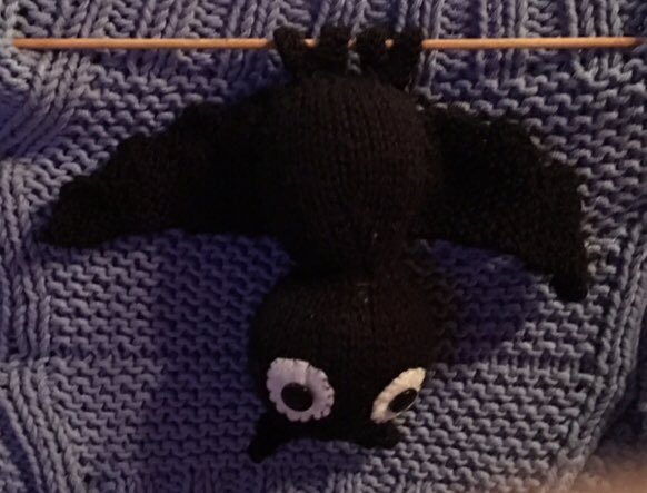 ConsueloEtty's tweet photo. Voila - introducing ‘Batty Bat’ from the bits earlier #bat #BattyBat #handmade #handknitted #gift #halloween #Suffolk #batpreservation https://t.co/RUtSUf2pAp