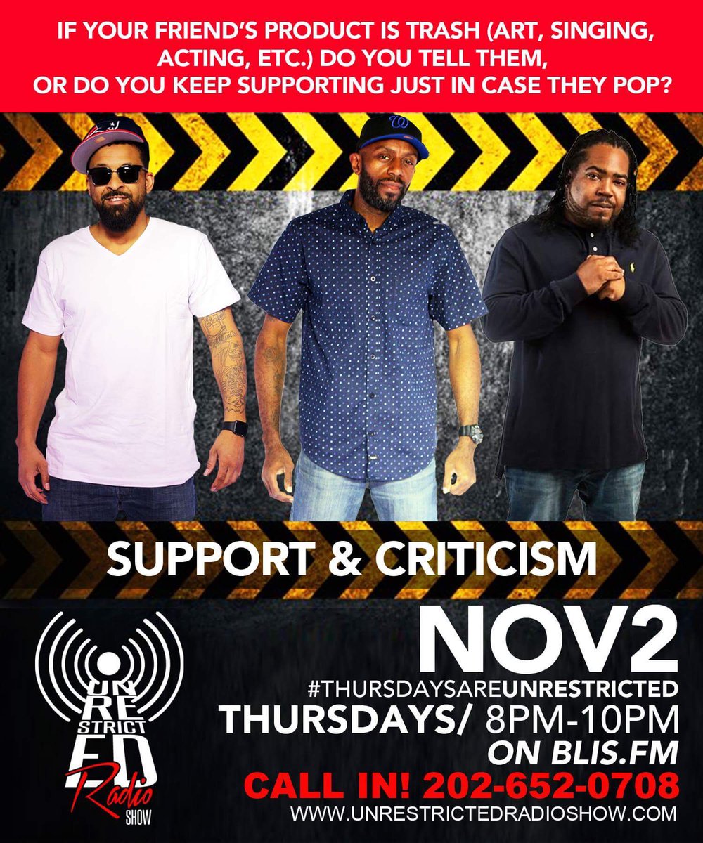 unrestricted_3's tweet photo. Tune in this week as we discuss Support &amp; Criticism.  #thursdaysareunrestricted https://t.co/q1cTImaWBG