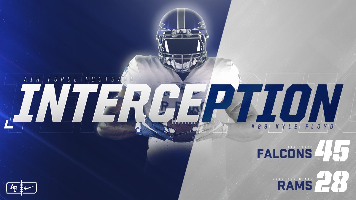 AF_Football's tweet photo. Kyle Floyd snags his first interception of the season and Air Force's 3rd of the game! #letsfly #AFvsCSU #BeatCSU https://t.co/X7ufy7AEOc