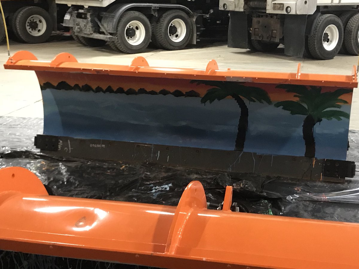 richardlerner's tweet photo. NFHS NHS painted the snow plow blades at FH DPW this morning.  Fun tradition between schools and city. https://t.co/viTane5iLX