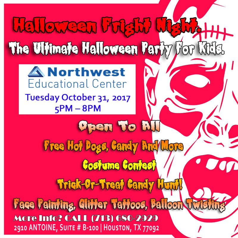 NWEC_Life's tweet photo. The Ultimate Halloween Party For Kids

“Halloween Fright Night.” 
Tuesday October 31, 2017 
5PM – 8PM
2910 Antoine, Suite # B-100 | Hou https://t.co/Yh4QX2VUpy