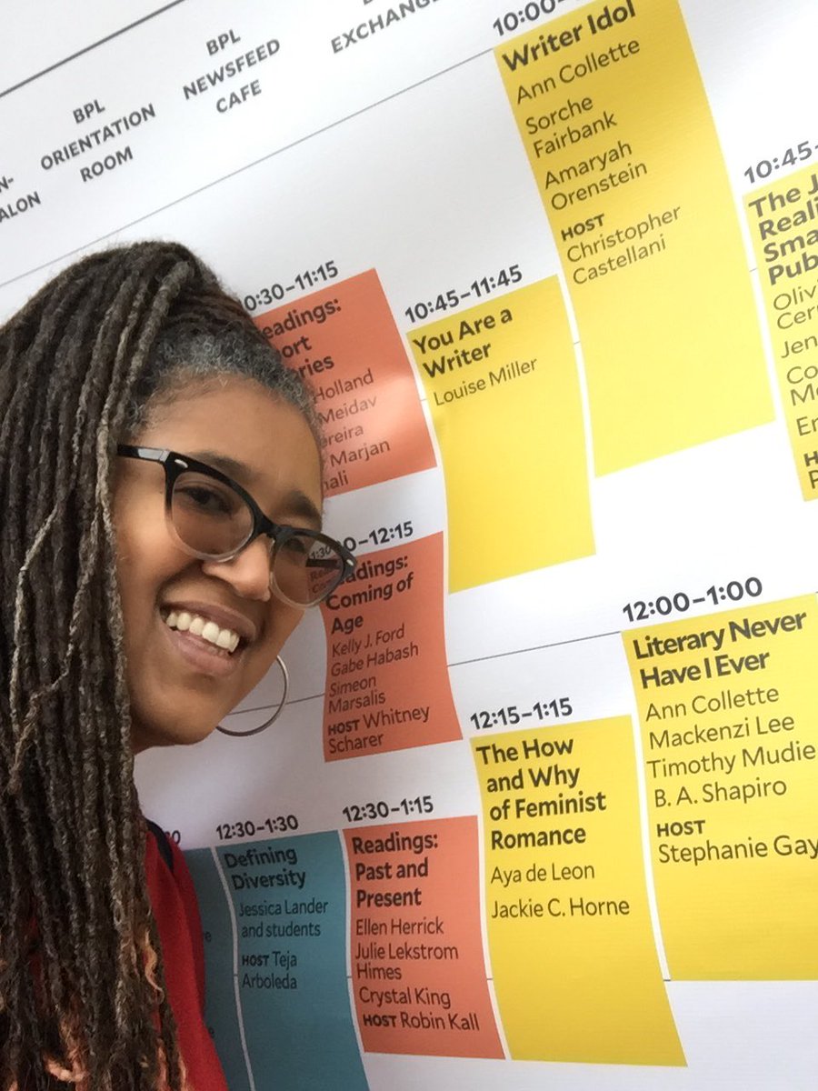 AyadeLeon's tweet photo. Amazing day at @bostonbookfest. Here's the giant poster of my panel w/ @RNFF65 (who is so smart+fabulous!) #FeministRomance #BBF2017 #BBF17 https://t.co/c7r1OURXRU