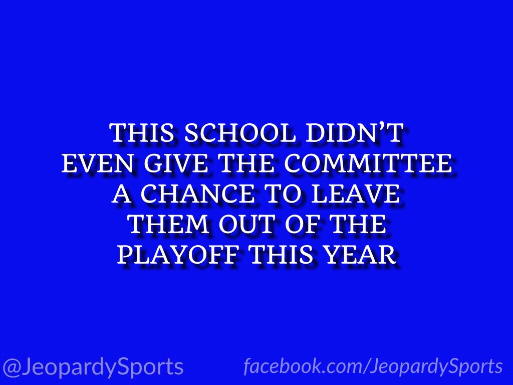 JeopardySports's tweet photo. “What is: Penn State University?”
#JeopardySports #PSUvsOSU https://t.co/IOpABrPzvB