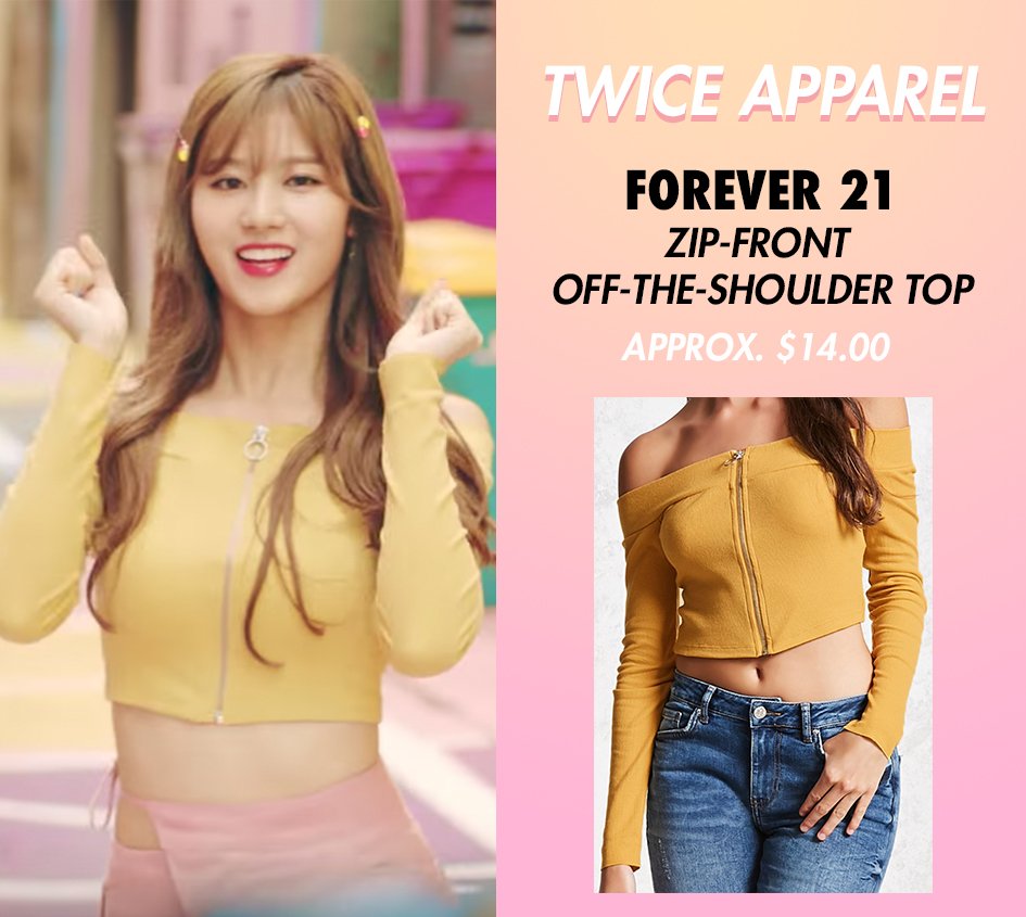 Twice Apparel Sana Forever 21 Zip Front Off The Shoulder Top Approx 14 00 Sana Twice 사나 트와이스