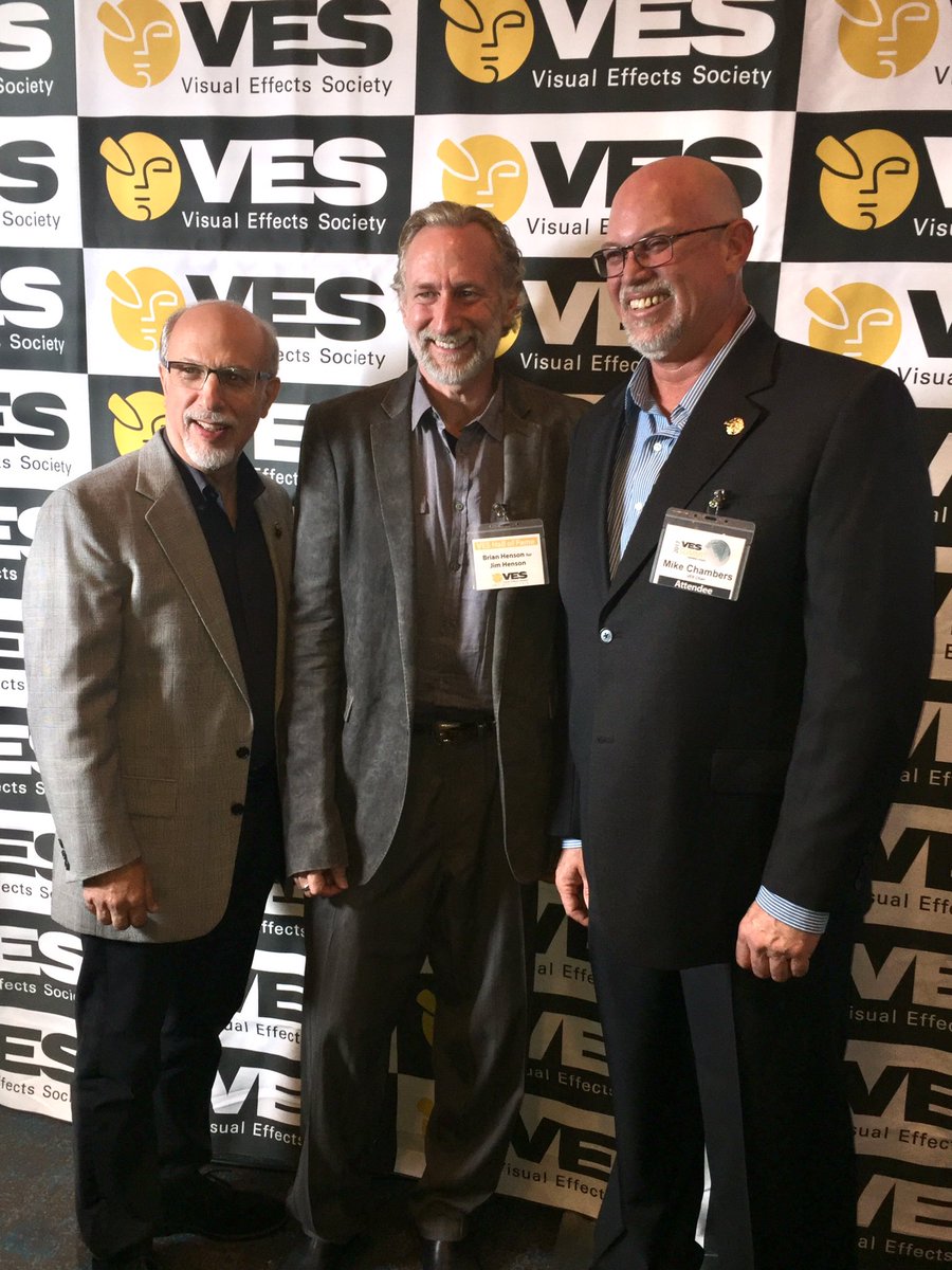 VFXSociety's tweet image. Brian Henson in the house to honor his dad Jim Henson, VES Hall of Fame inductee - with Eric Roth and Mike Chambers #VESSummit