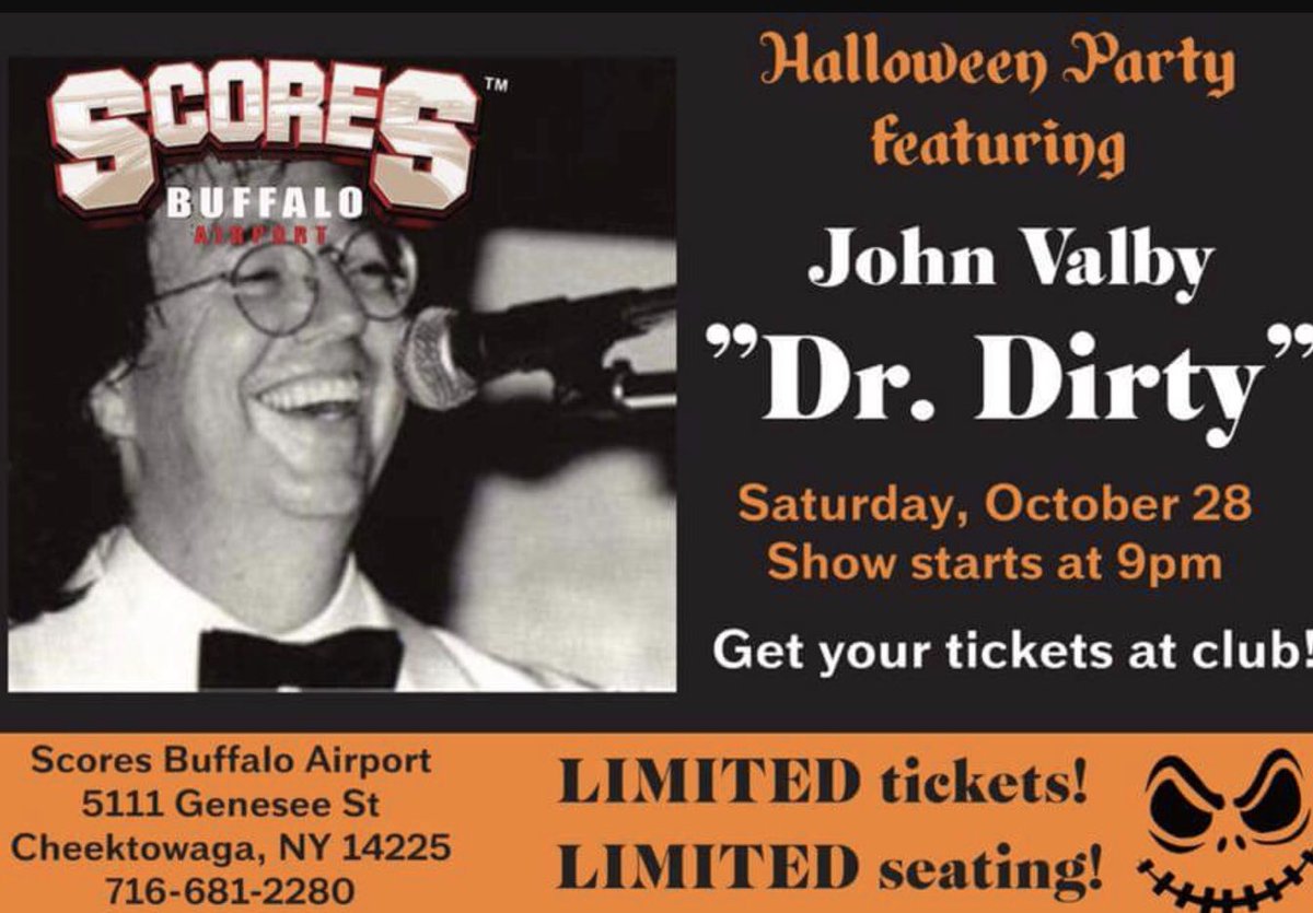 scores_buffalo's tweet image. “Dr Dirty” John Valby here at Scores Buffalo tonight for our Halloween party! #johnvalby #Scores #HALLOWEENPARTY