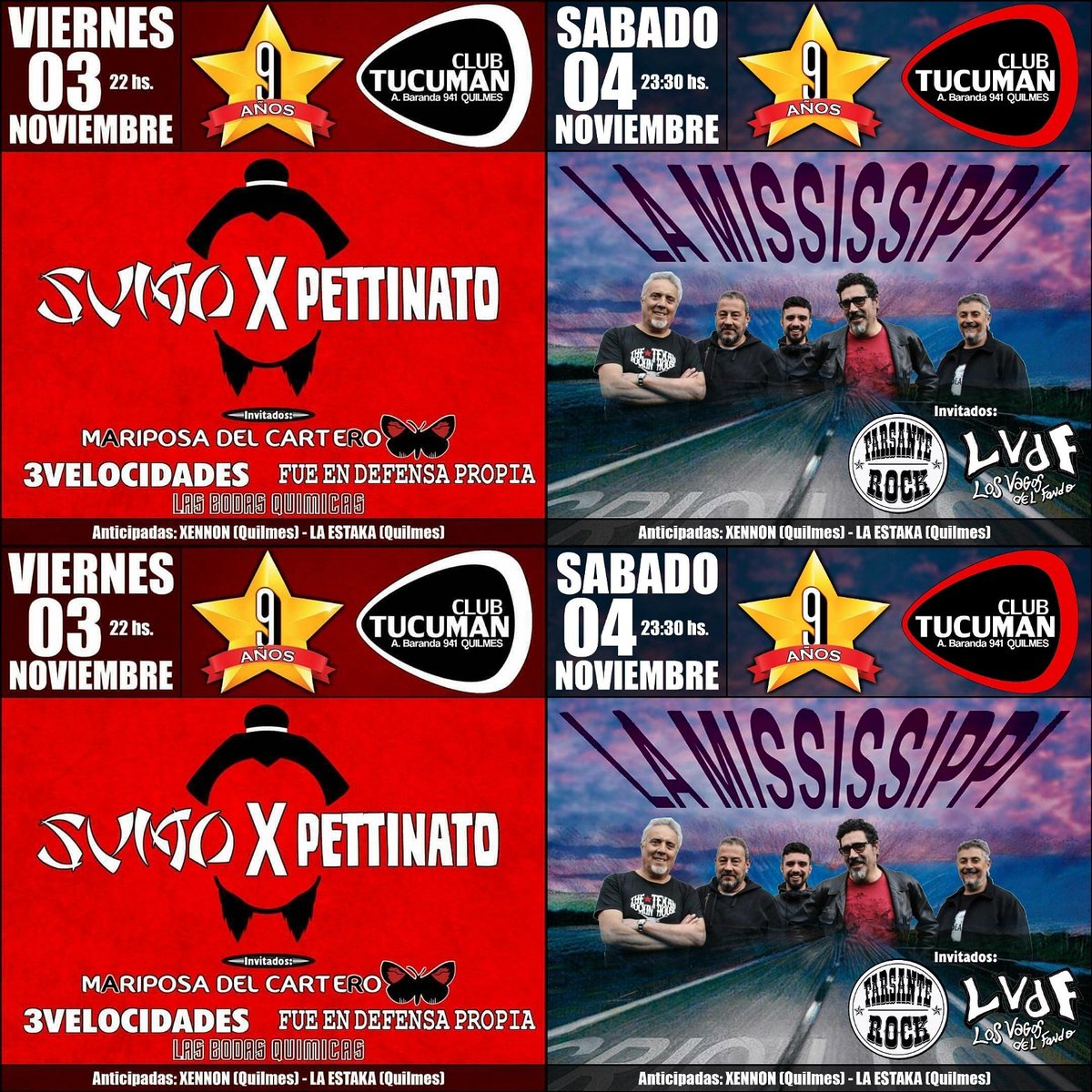 SUBANELVOLUMEN1's tweet photo. #Noviembre se festejan los #9Años del @ClubTucuman Viernes #SumoX @rpettinato Sábado @lamississippi Anti. en #Xennon y #LaEstaka https://t.co/t60dgBmkBX