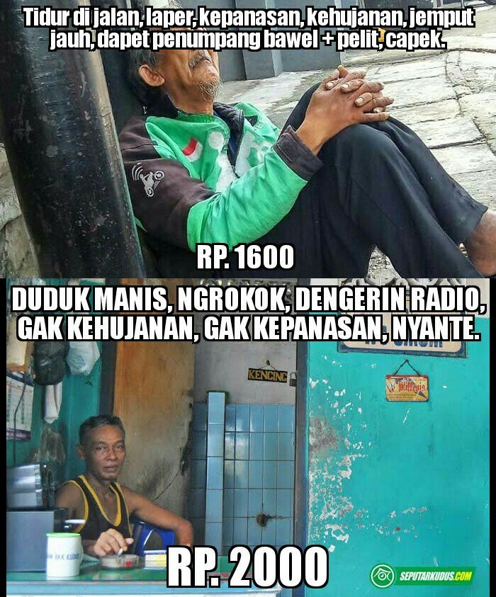 dedevael1's tweet photo. Ketika harga toilet lebih mahal dari pada harga tarif @gojekindonesia 

#SAVEDRIVERGOJEK
#SAVEMITRAGOJEK
#TOILET2000GOJEK1600 https://t.co/aIufQQ7fN5